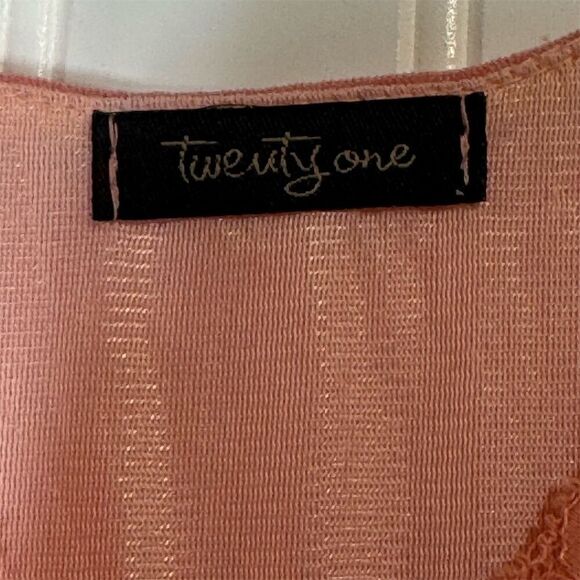 Twenty One Dusty Rose Fit & Flare Lace Mesh Dress Small Made in USA Cottagecore - Picture 6 of 7